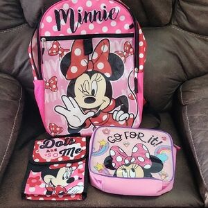 Bioworld Minnie Mouse Pink and Red Kids Backpack Set